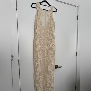 SHEIN Cream Floral Backless Dress